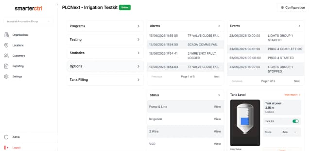 Irrigation dashboard